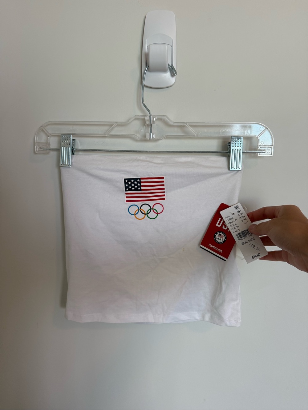 NWT Team USA Olympic Tube Top - White with Flag & Olympic Rings